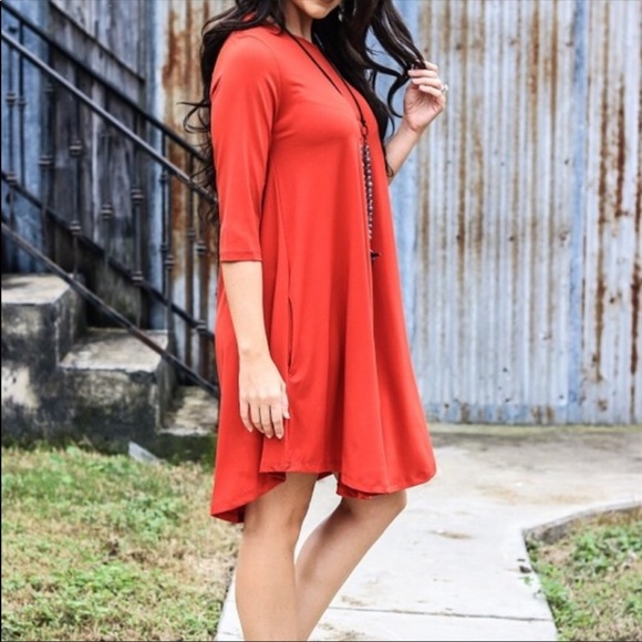 Burnt Orange Shift Dress - Picture 3 of 4